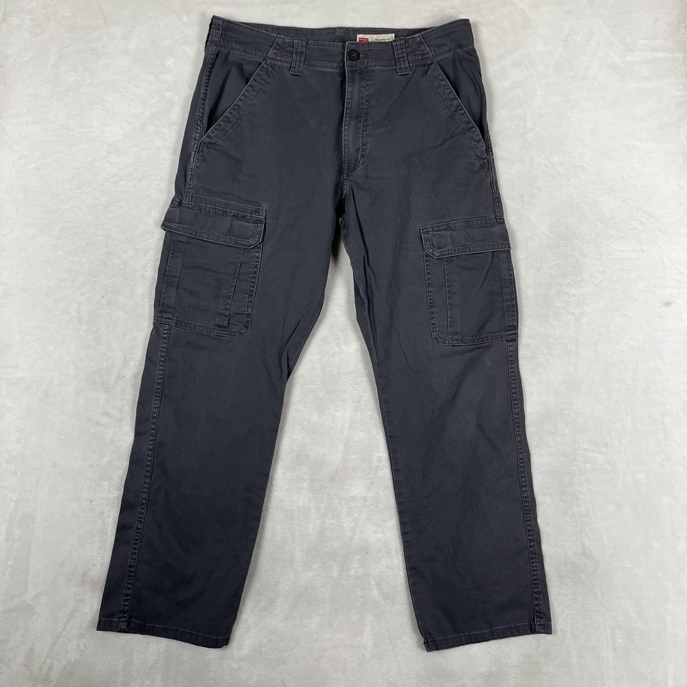 Wrangler Cargo Pants Mens 32x30 Gray Relaxed Fit Stretch Utility Pockets Casual